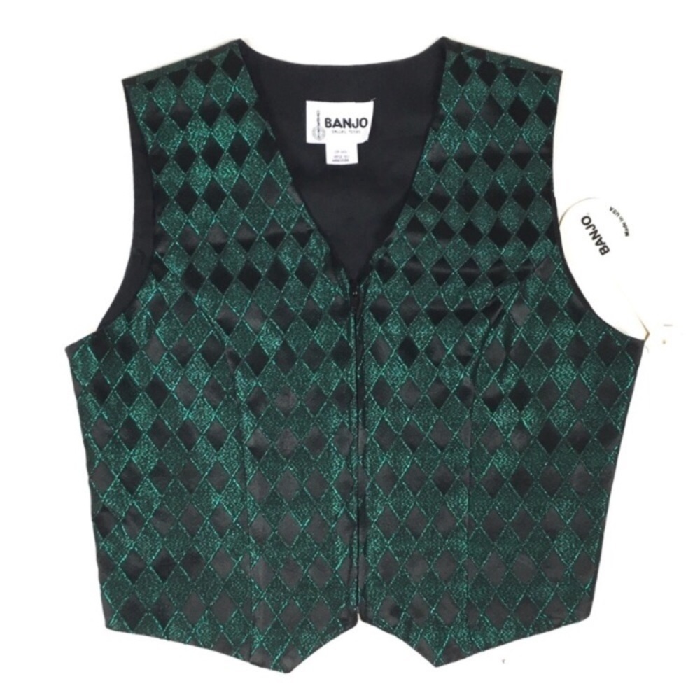 BANJO Vest Western Show Equestrian Rodeo Metallic Diamonds Size Medium NWT
